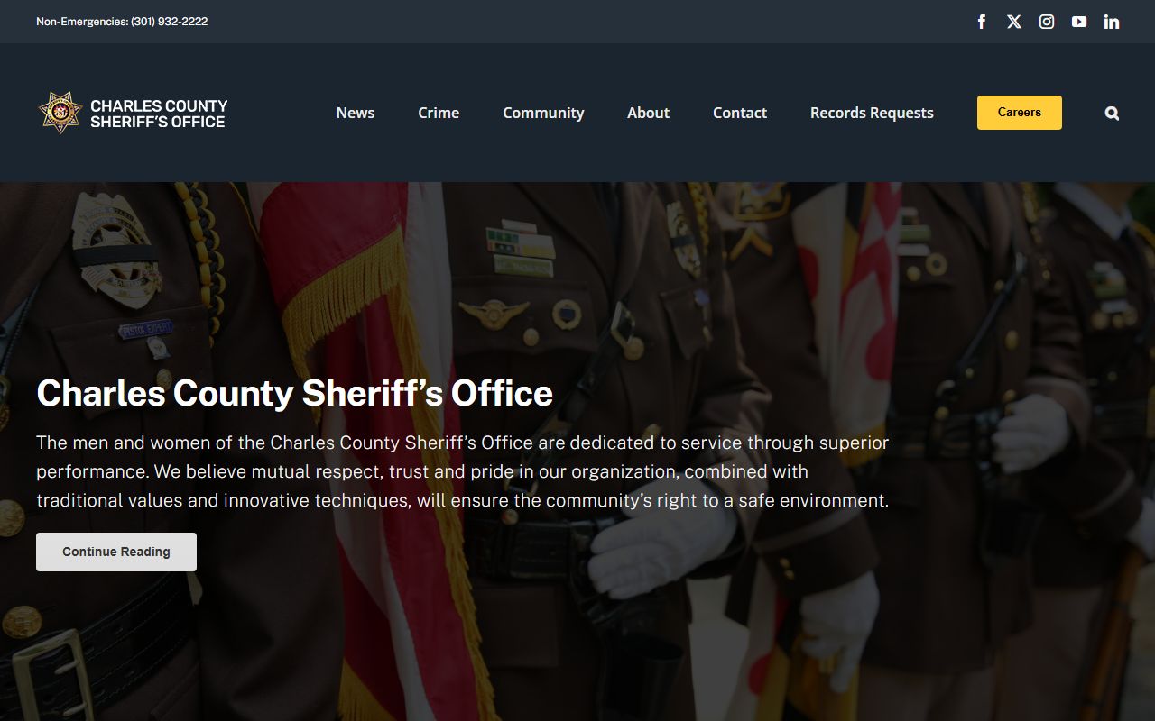Charles County sheriff records and jail information page